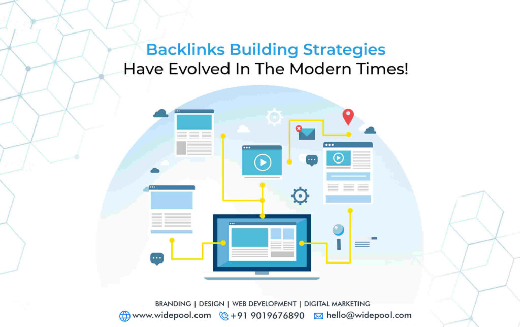 Backlink symbols and chain links, illustrating strategies for building backlinks.