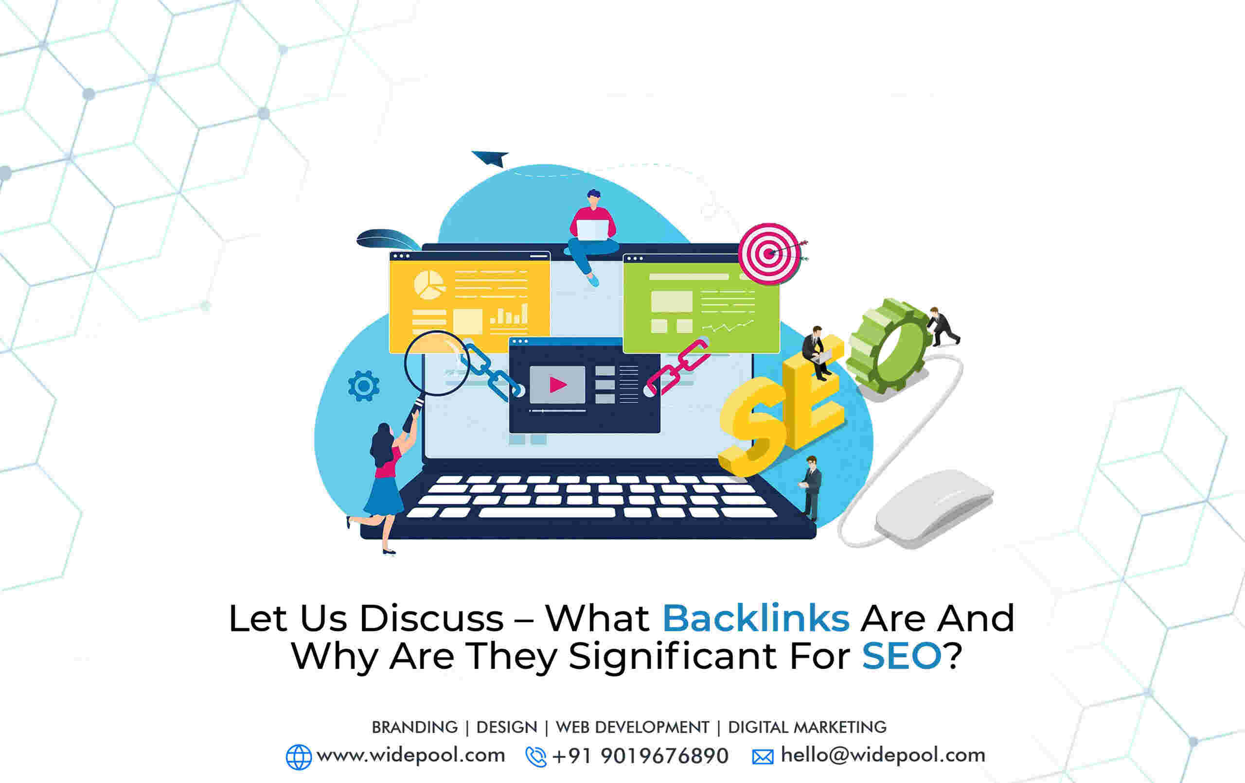 Backlink icons and SEO symbols, explaining the significance of backlinks for SEO.