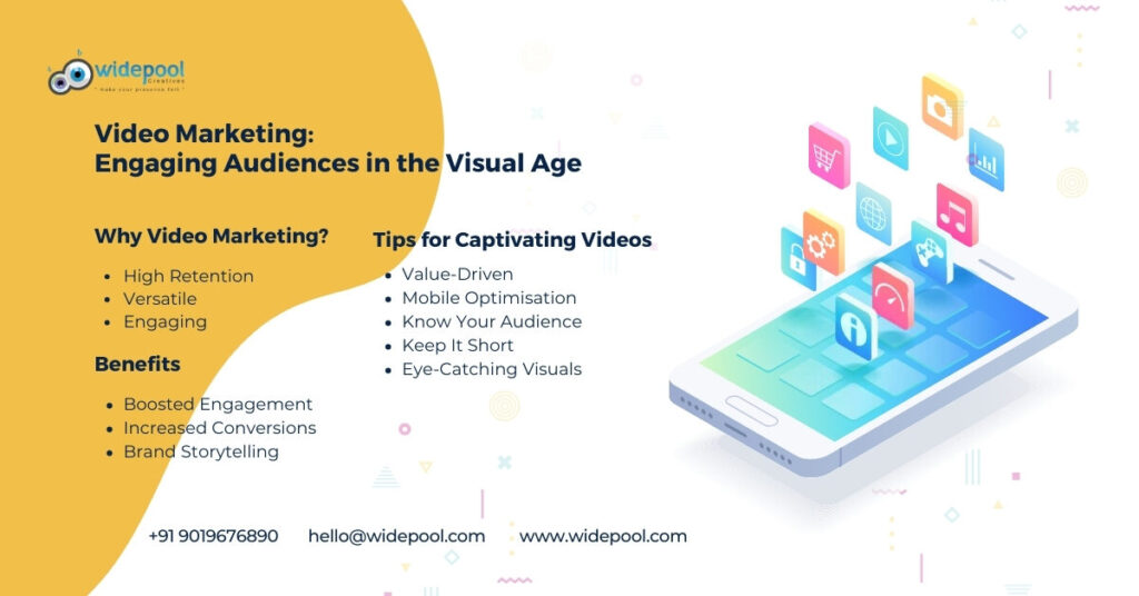 Video camera and engagement icons, emphasizing the importance of video marketing.