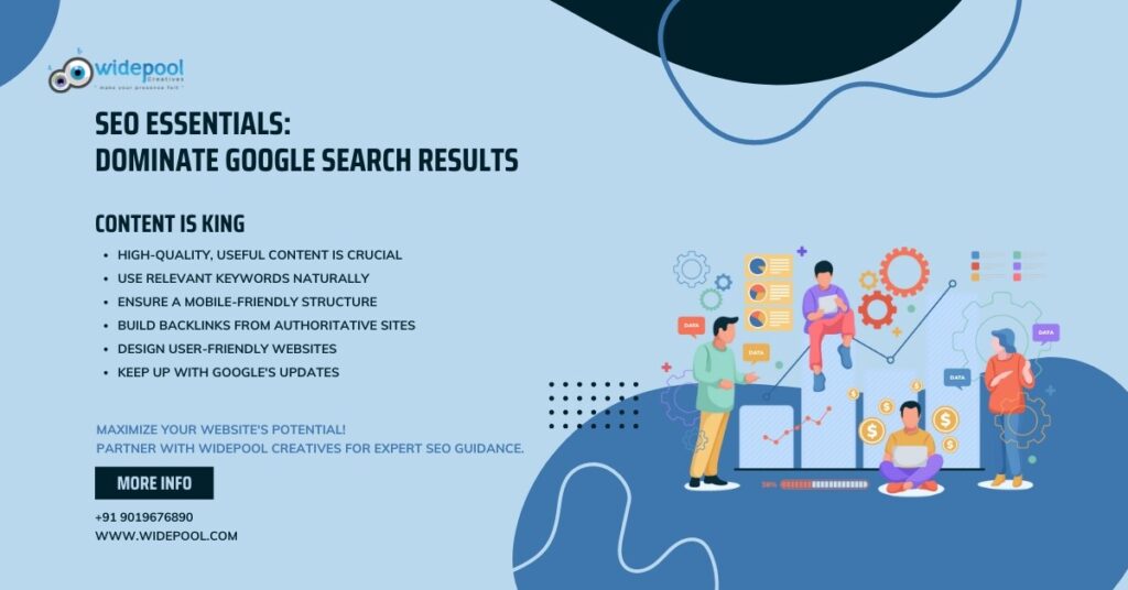 SEO metrics and charts demonstrating essential techniques to rank higher on Google search results.