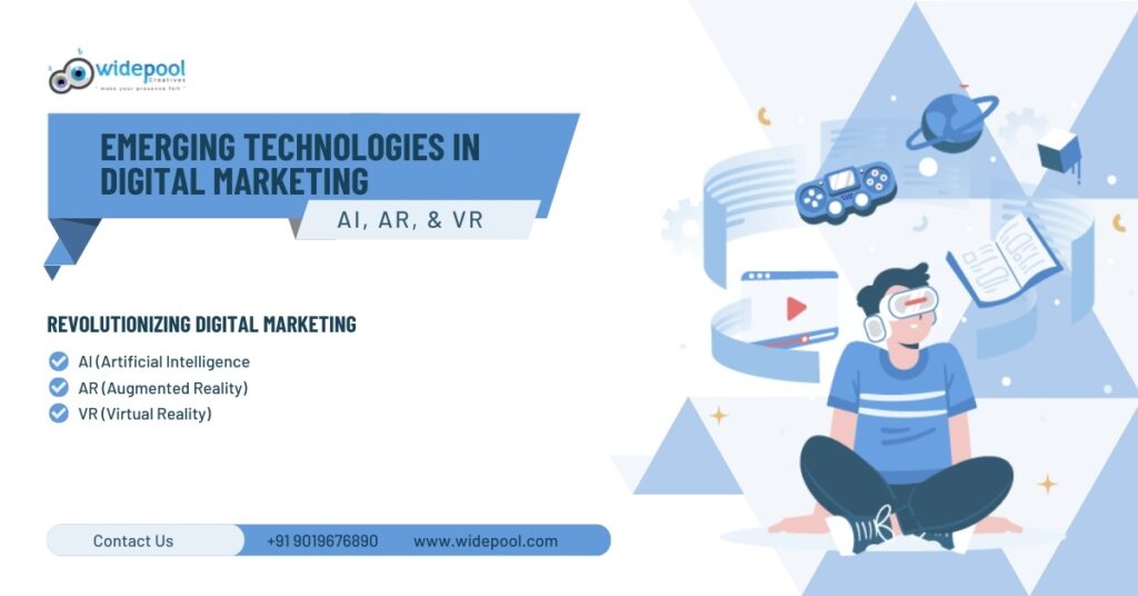 AI, AR, and VR icons showcasing emerging technologies in digital marketing.