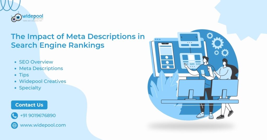 Computer screen with highlighted meta description, illustrating its impact on search engine rankings.