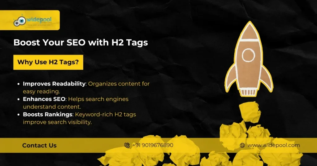 Our team very well understands this fact that well-structured content with H2 tags leads to greater times spent by visitors on pages.