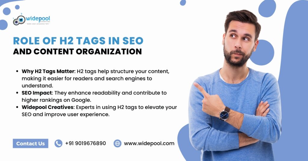 The role of H2 tags in SEO is pretty important. Search engines like Google, Bing & Yahoo etc., then make use of headings.